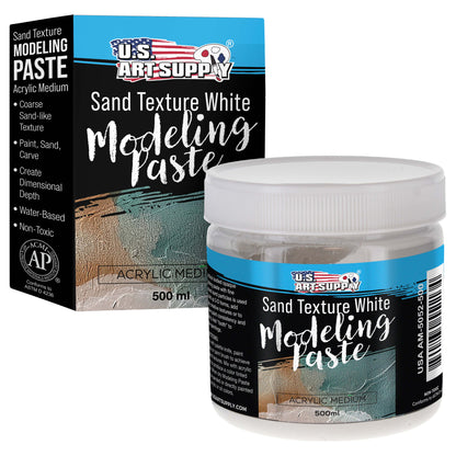 Acrylic Modeling Paste Sand Texture White - 16.9oz (500ml) Lightweight, Flexible, Mixable, Sandable, and Archival-Safe