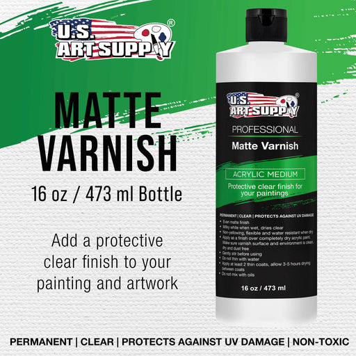 U.S. Art Supply Professional Matte Varnish - 16 Ounce