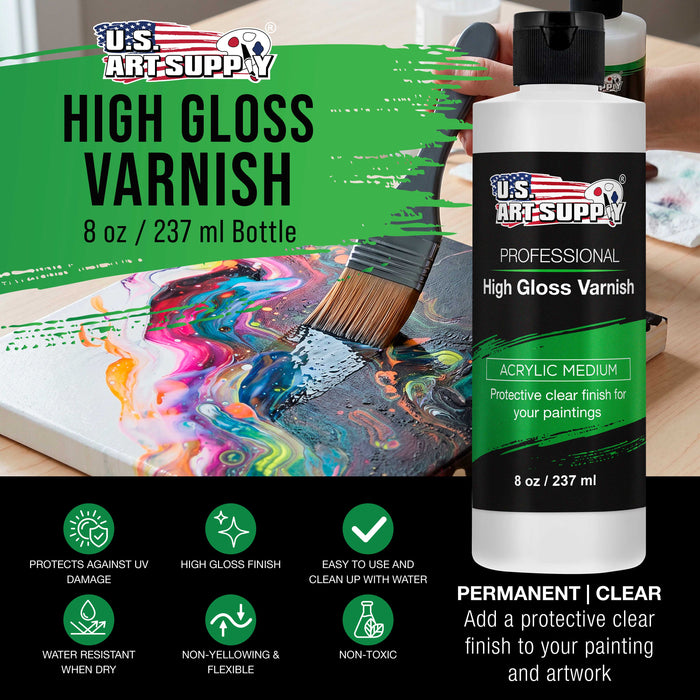 8 oz High Gloss Varnish for Acrylic Paintings - Clear Protective Finish with UV Protection
