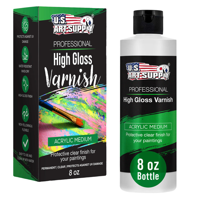 8 oz High Gloss Varnish for Acrylic Paintings - Clear Protective Finish with UV Protection