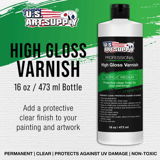 16 oz High Gloss Varnish for Acrylic Paintings - Clear Protective Finish with UV Protection