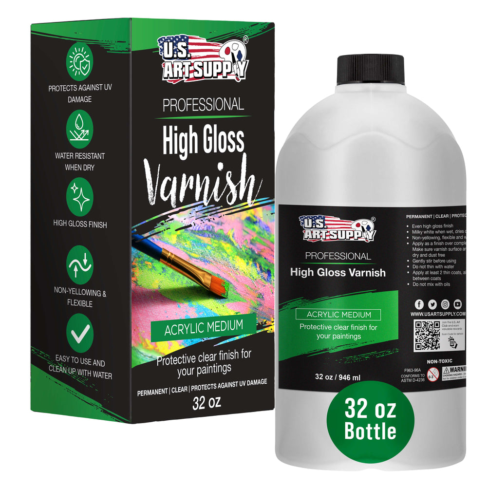 32 oz High Gloss Varnish for Acrylic Paintings - Clear Protective Finish with UV Protection