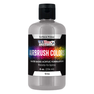 Gray Surface Primer Airbrush Paint, 8 oz - Acrylic Primer Paint, Ready-To-Spray, Water-Based Acrylic Polyurethane for Miniatures, Models, Plastic, Metal, Wood, Canvas, 3D Prints