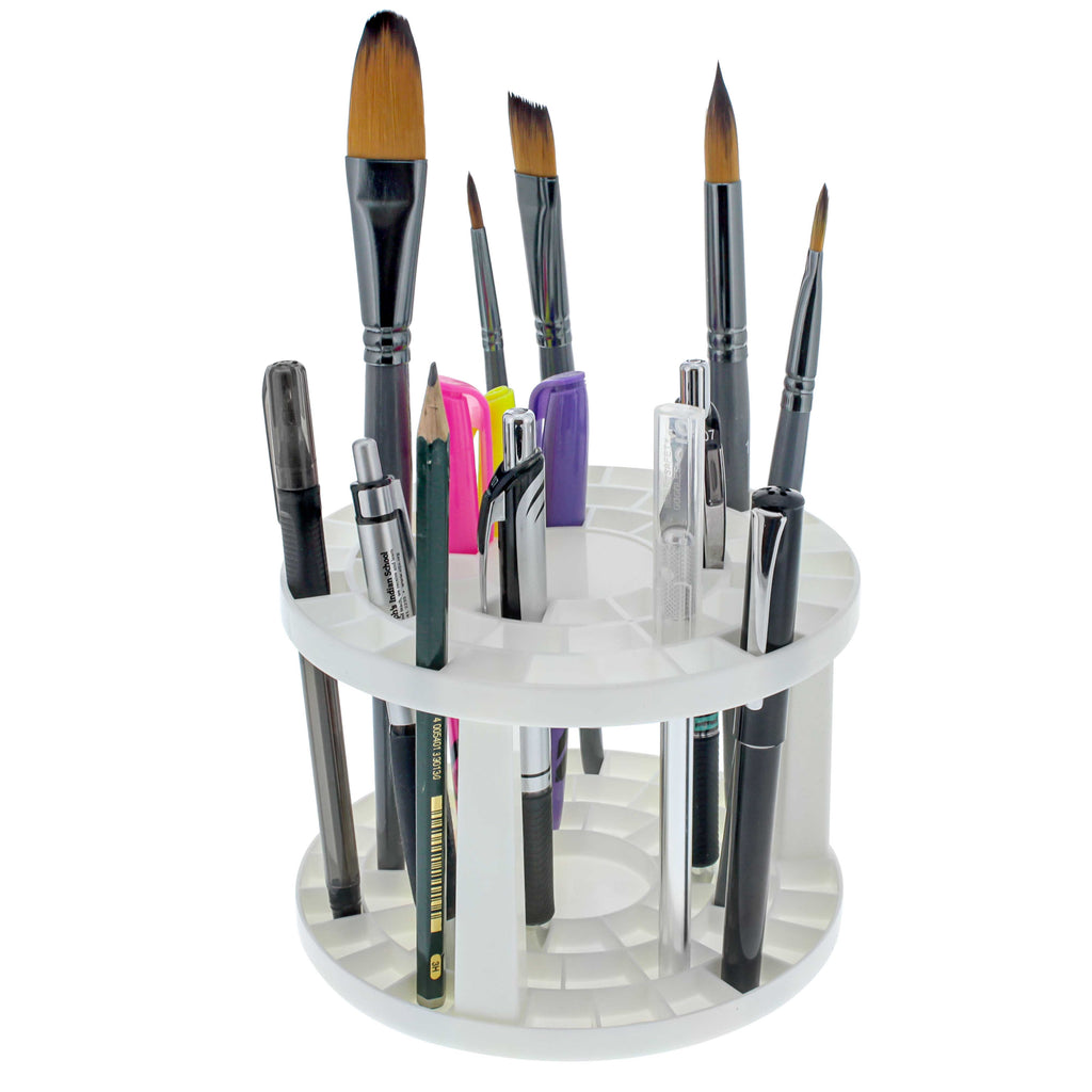 Spinning Bamboo Brush & Paint Tube Carousel – Keep Your Art Supplies Organized & Within Reach
