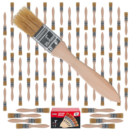 72 Pack of 1 inch Paint and Chip Paint Brushes for Paint, Stains, Varnishes, Glues, and Gesso
