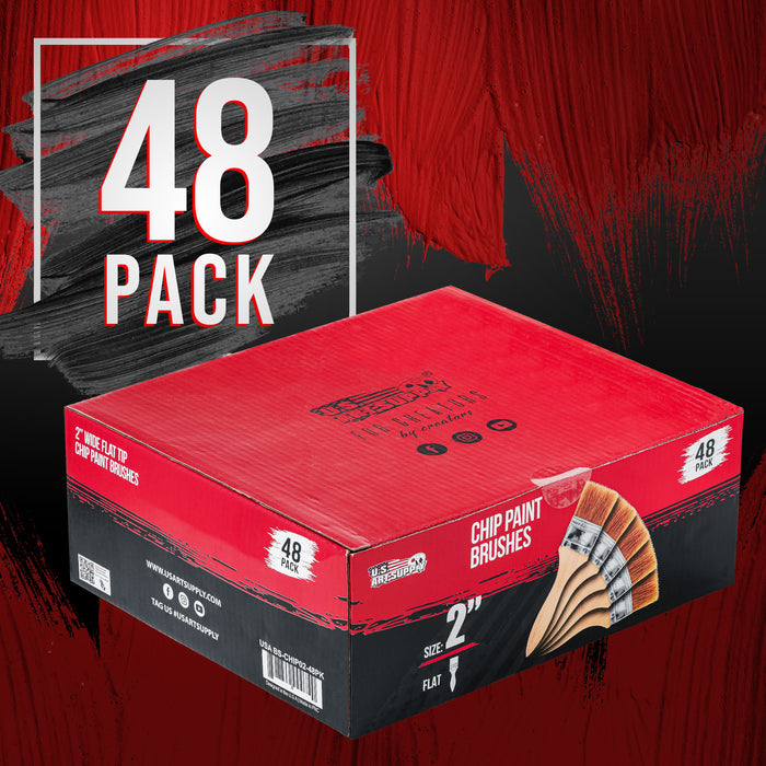 48 Pack of 2 inch Paint and Chip Paint Brushes for Paint, Stains, Varnishes, Glues, and Gesso