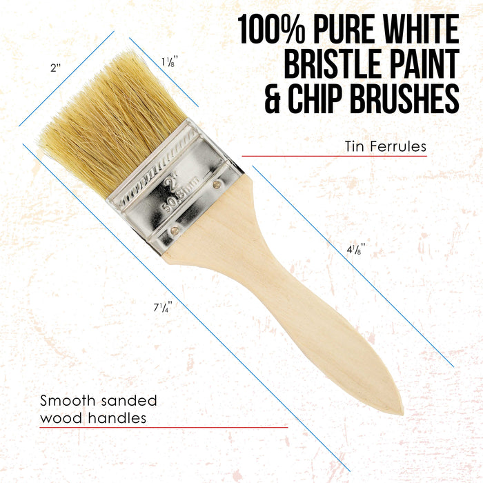 24 Pack of 2 inch Paint and Chip Paint Brushes for Paint, Stains, Varnishes, Glues, and Gesso