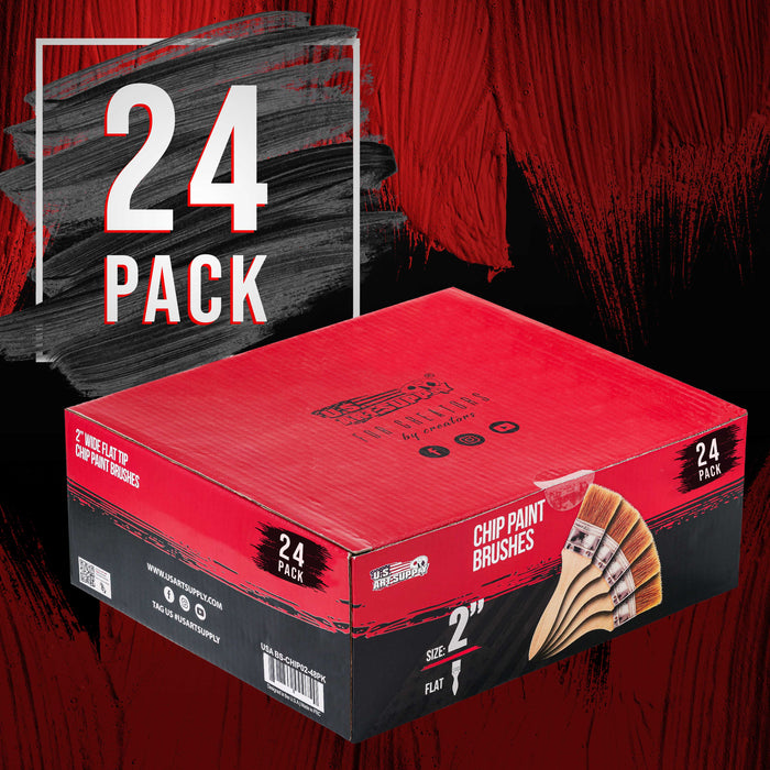 24 Pack of 2 inch Paint and Chip Paint Brushes for Paint, Stains, Varnishes, Glues, and Gesso