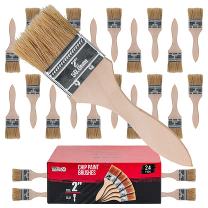 24 Pack of 2 inch Paint and Chip Paint Brushes for Paint, Stains, Varnishes, Glues, and Gesso