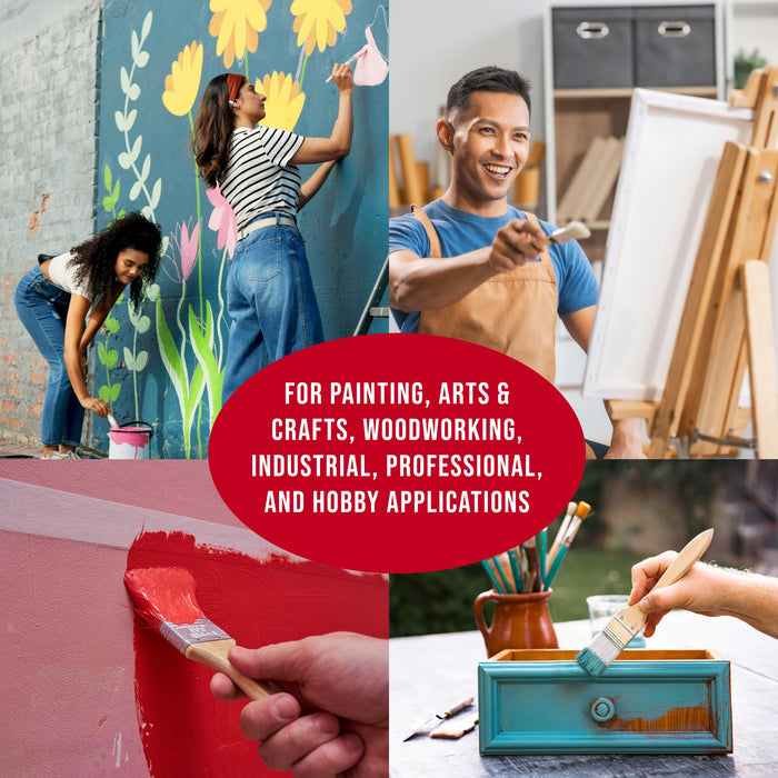 3 Pack of Variety Size Synthetic Bristle Paint, Chip and Utility Paint Brushes for Paint, Stains, Varnishes, Glues, and Gesso