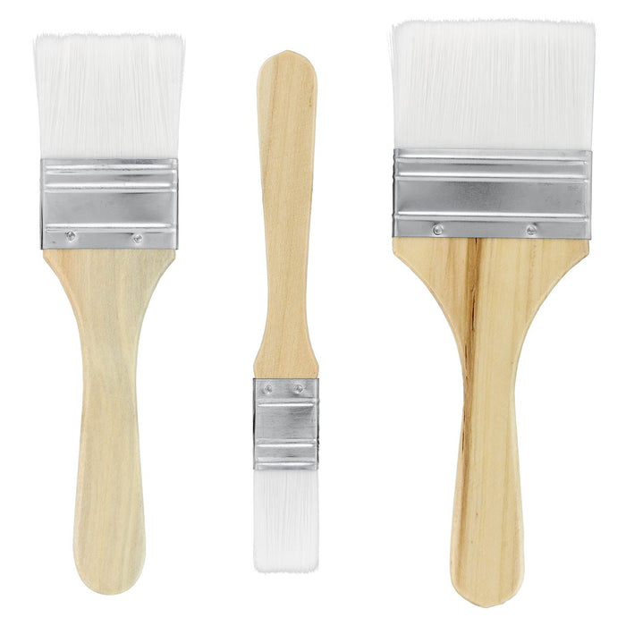 3 Pack of Variety Size Synthetic Bristle Paint, Chip and Utility Paint Brushes for Paint, Stains, Varnishes, Glues, and Gesso