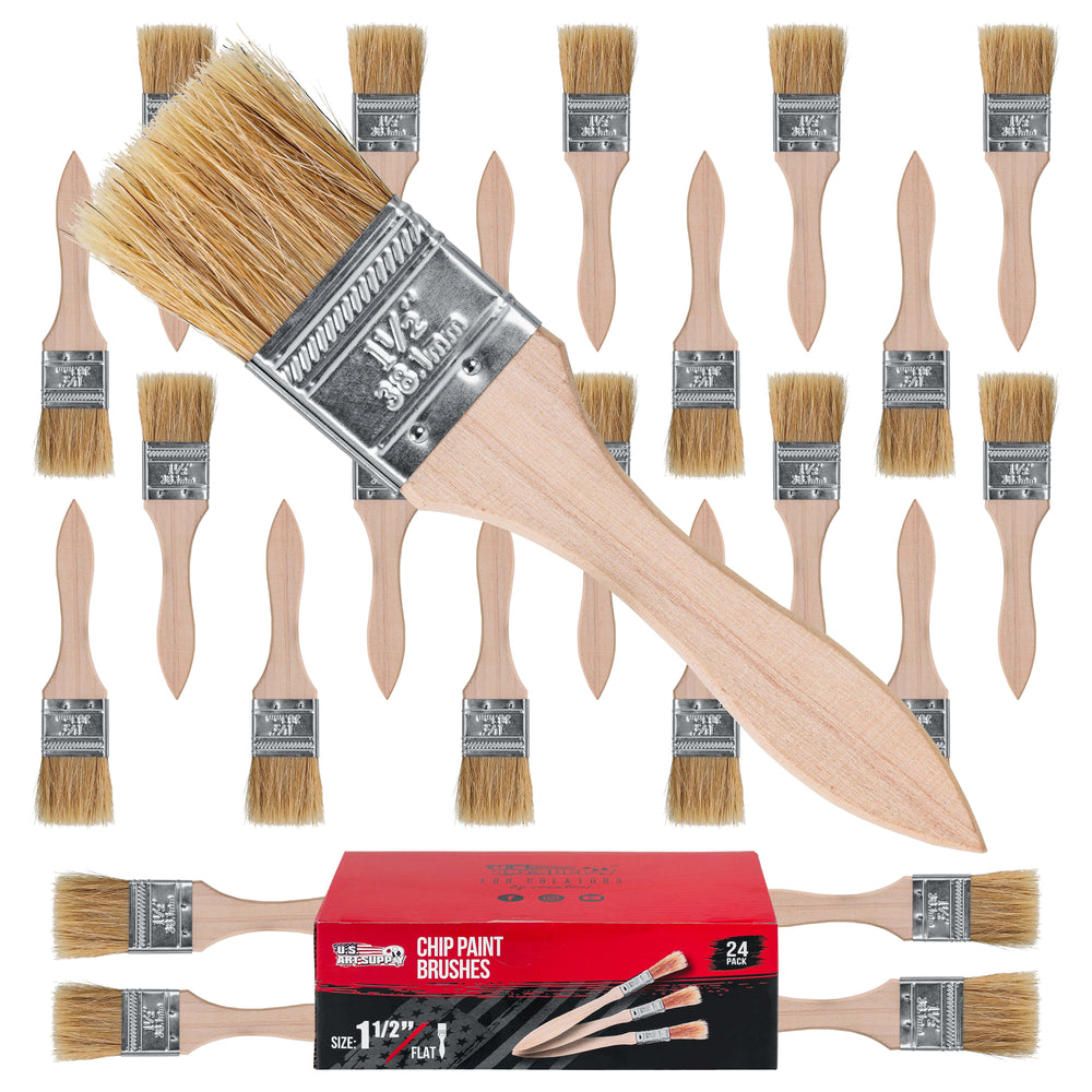 24 Pack of 1-1/2 inch Paint and Chip Paint Brushes for Paint, Stains, Varnishes, Glues, and Gesso