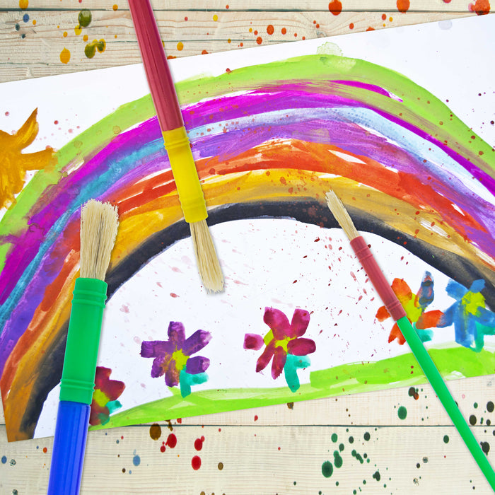 U.S. Art Supply 12-Piece Round Children's Tempera Paint Brush Set in 3 Sizes, 4 Small, 4 Medium, 4 Large - Fun Kid's Party, School, Student, Craft