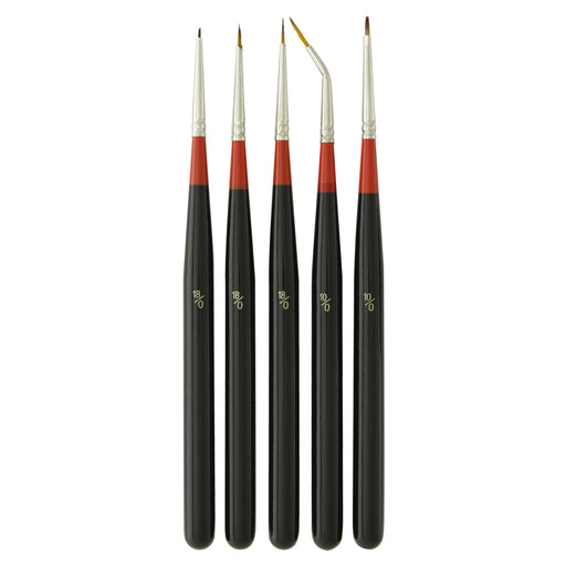 5 Piece Miniature Tight Spot Micro Fine Detail Art & Beauty Taklon Brush Set with Wood Handles