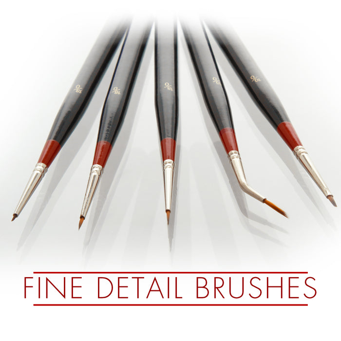 5 Piece Miniature Tight Spot Micro Fine Detail Art & Beauty Taklon Brush Set with Wood Handles