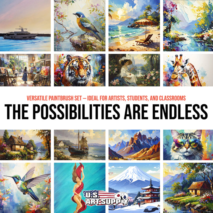 5 Piece Miniature Tight Spot Micro Fine Detail Art & Beauty Taklon Brush Set with Wood Handles