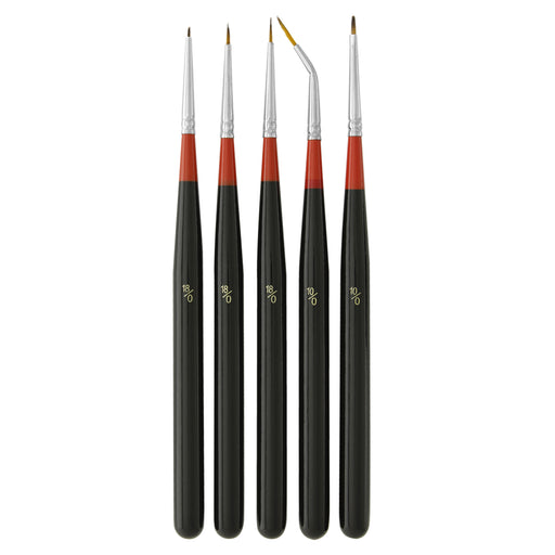 5 Piece Miniature Tight Spot Micro Fine Detail Art & Beauty Taklon Brush Set with Wood Handles