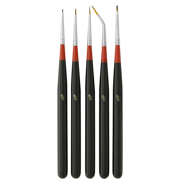 5 Piece Miniature Tight Spot Micro Fine Detail Art & Beauty Taklon Brush Set with Wood Handles