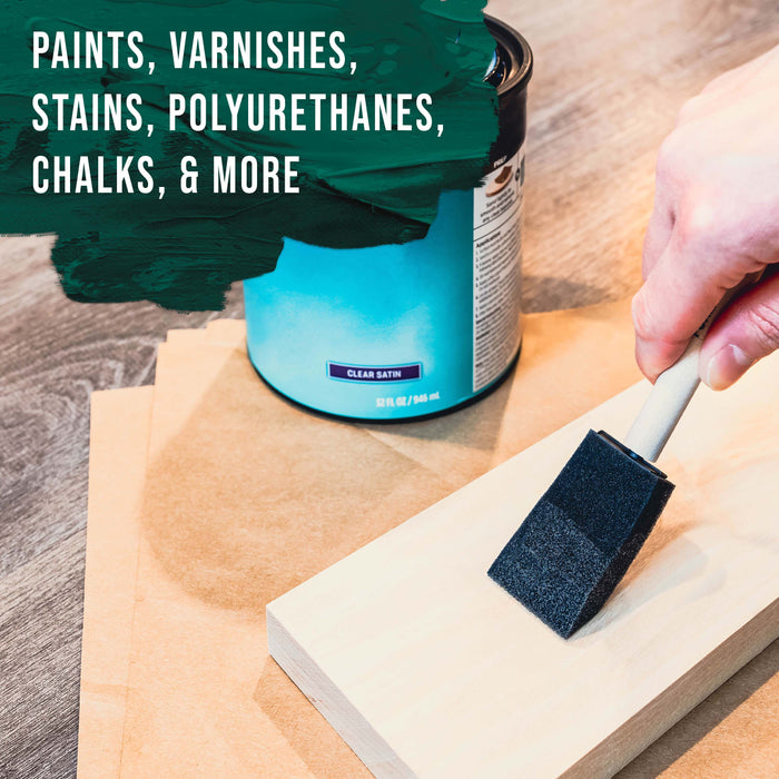 1 inch Foam Sponge Wood Handle Paint Brush Set (Value Pack of 50) - Lightweight, durable and great for Acrylics, Stains, Varnishes, Crafts, Art