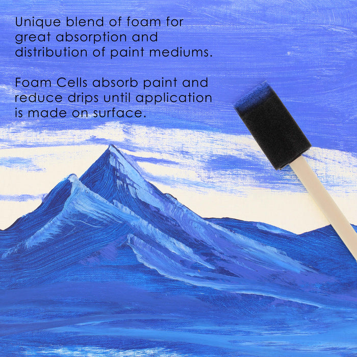 1 inch Foam Sponge Wood Handle Paint Brush Set (Full Case of 600) - Lightweight, durable and great for Acrylics, Stains, Varnishes, Crafts, Art