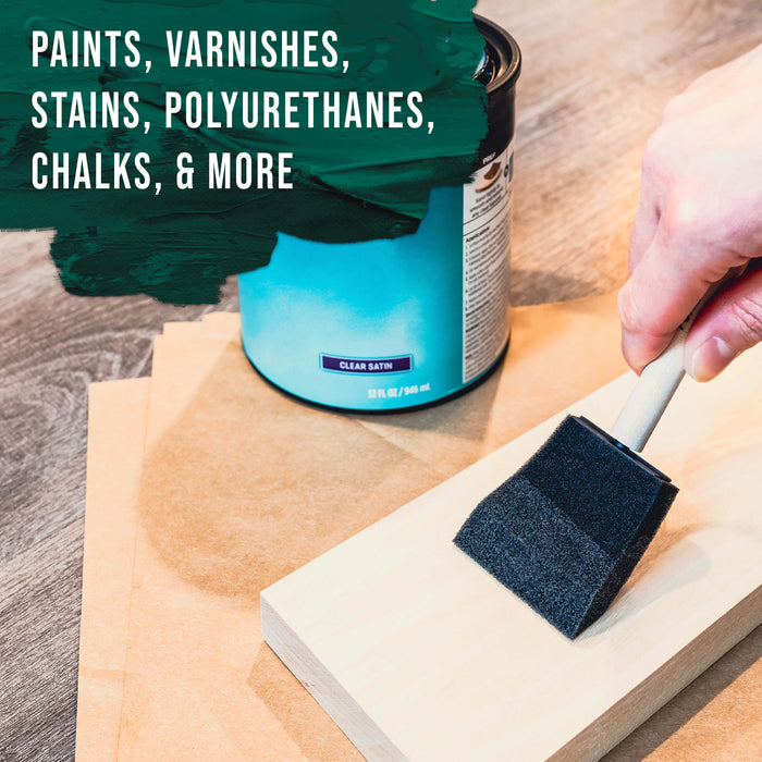 2 inch Foam Sponge Wood Handle Paint Brush Set (Value Pack of 40) - Lightweight, durable and great for Acrylics, Stains, Varnishes, Crafts, Art