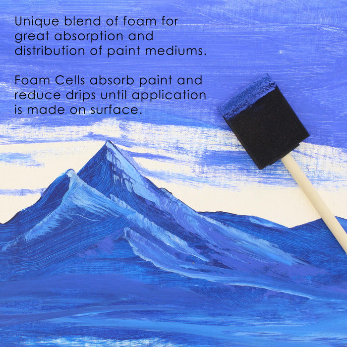 2 inch Foam Sponge Wood Handle Paint Brush Set (Value Pack of 20) - Lightweight, durable and great for Acrylics, Stains, Varnishes, Crafts, Art