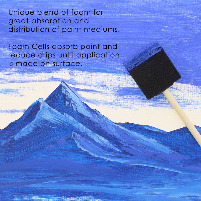 3 inch Foam Sponge Wood Handle Paint Brush Set (Case of 360) - Lightweight, durable and great for Acrylics, Stains, Varnishes, Crafts, Art