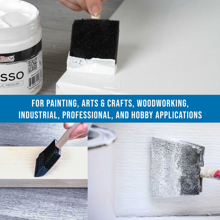 3 inch Foam Sponge Wood Handle Paint Brush Set (Value Pack of 15) - Lightweight, durable and great for Acrylics, Stains, Varnishes, Crafts, Art