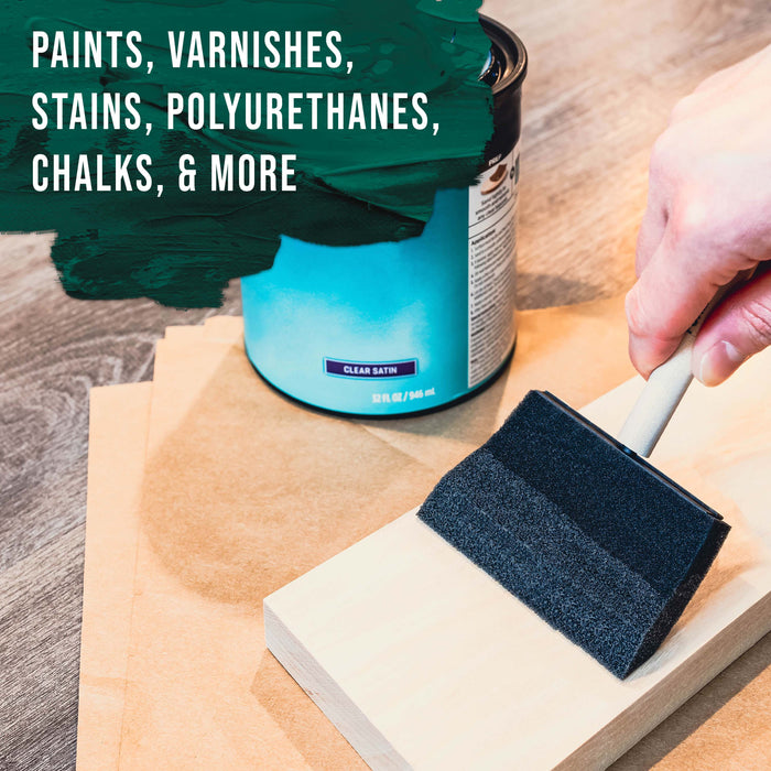 4 inch Foam Sponge Wood Handle Paint Brush Set (Value Pack of 10) - Lightweight, durable and great for Acrylics, Stains, Varnishes, Crafts, Art