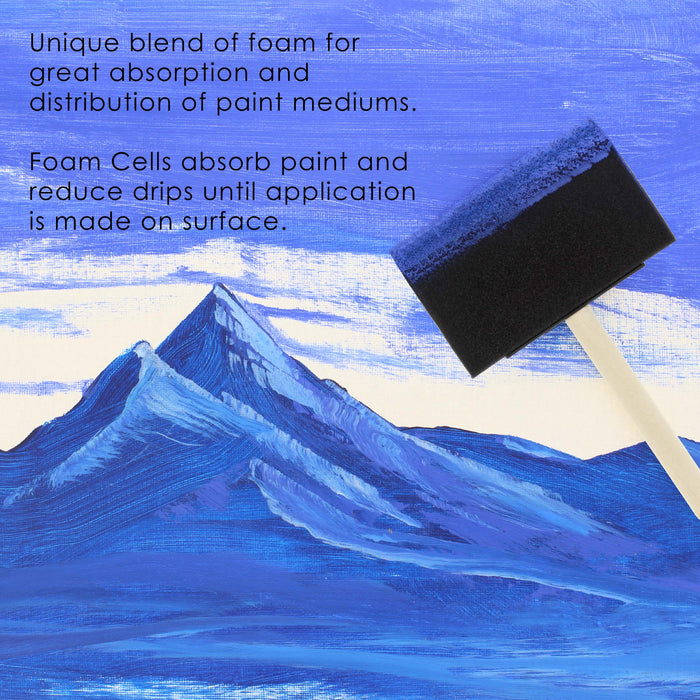 4 inch Foam Sponge Wood Handle Paint Brush Set (Value Pack of 10) - Lightweight, durable and great for Acrylics, Stains, Varnishes, Crafts, Art