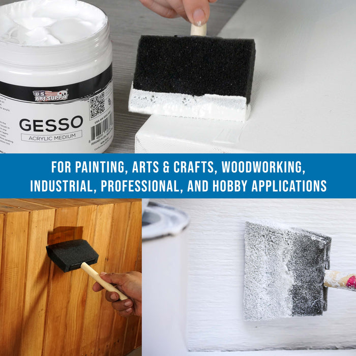 4 inch Foam Sponge Wood Handle Paint Brush Set (Value Pack of 10) - Lightweight, durable and great for Acrylics, Stains, Varnishes, Crafts, Art