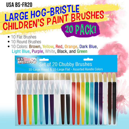 U.S. Art Supply 12-Piece Round Children's Tempera Paint Brush Set in 3  Sizes, 4 Small, 4 Medium, 4 Large - Fun Kid's Party, School, Student, Craft