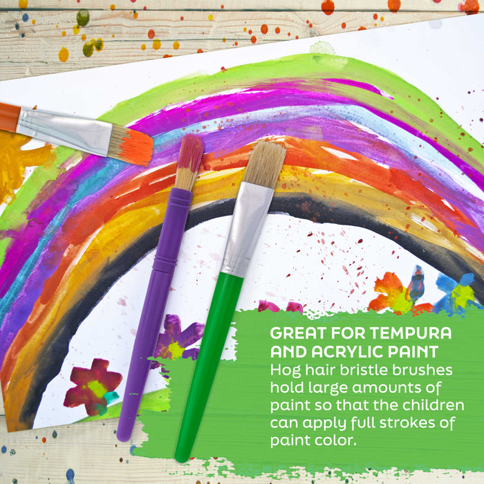 20-Piece Assorted Hog Bristle Brush Set - Large Thick Paint Brushes, Classroom Paint Brushes for Crafts, Tempera & Acrylic Painting, Ideal for Beginners & Students