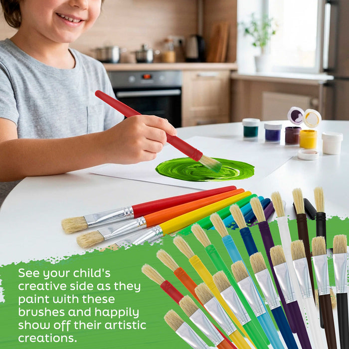 20-Piece Assorted Hog Bristle Brush Set - Large Thick Paint Brushes, Classroom Paint Brushes for Crafts, Tempera & Acrylic Painting, Ideal for Beginners & Students