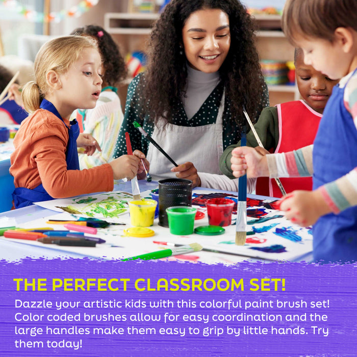 20-Piece Assorted Hog Bristle Brush Set - Large Thick Paint Brushes, Classroom Paint Brushes for Crafts, Tempera & Acrylic Painting, Ideal for Beginners & Students