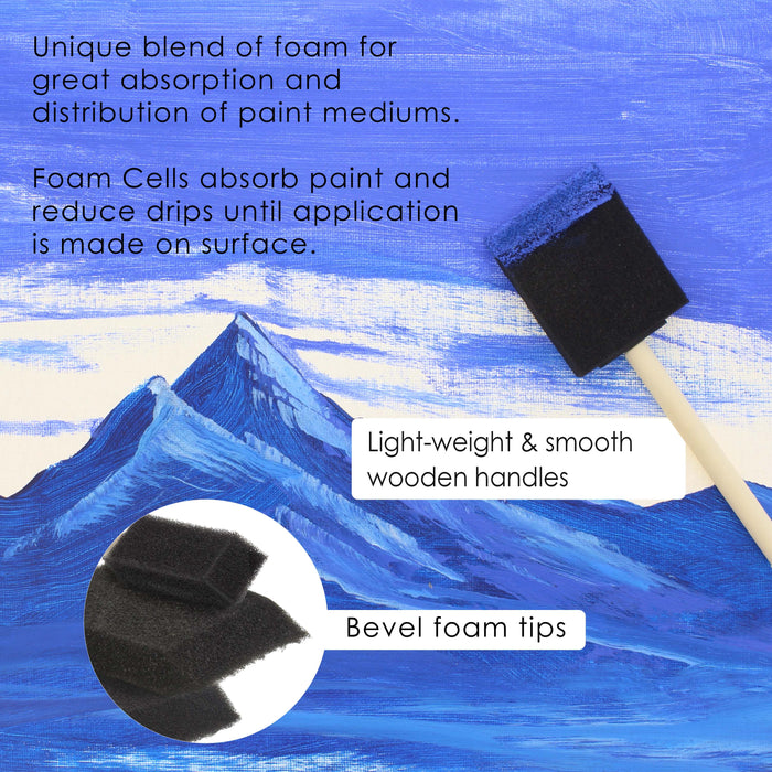 Variety Pack Foam Sponge Wood Handle Paint Brush Set, Value Pack of 20 Brushes - Lightweight, Durable & Great for Acrylics Stains Varnishes Crafts Art