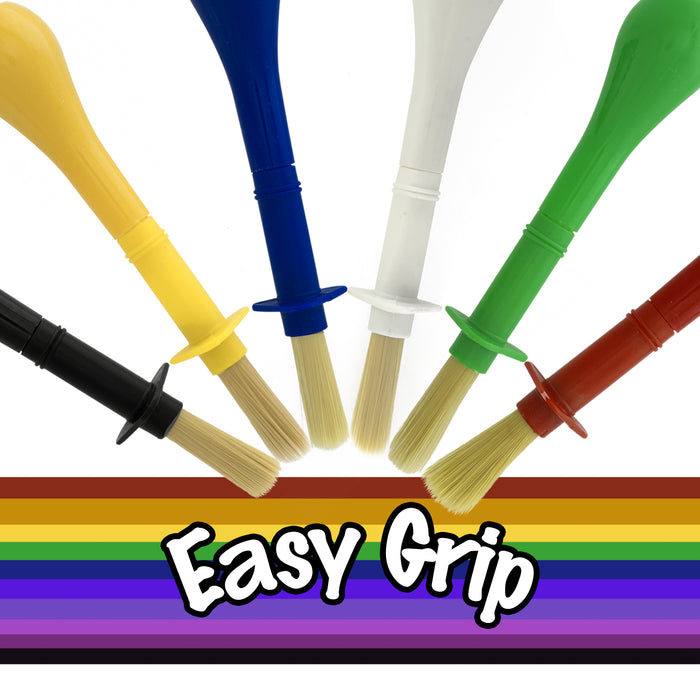 6 Piece Jumbo Children's Tempera Artist Paint Brushes with Easy to Hold Stubby Handles