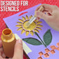 5 Piece Stencil Brush Set - Round Paint Brushes with Natural Bristle - Stiff Bristle Brushes for Chalk Paint, Acrylic, Watercolor - Stipple Brush for Stenciling