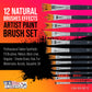 12 Piece Special Effects Artist Paint Brush Set - Taklon Synthetic FX Brushes, Ribbon, Muti-Liner, Angular - Watercolor, Acrylic, Oil