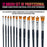 12 Piece Special Effects Artist Paint Brush Set - Taklon Synthetic FX Brushes, Ribbon, Muti-Liner, Angular - Watercolor, Acrylic, Oil