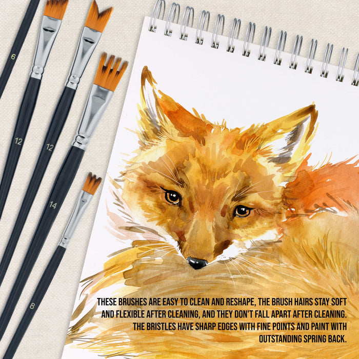 U.S. Art Supply 12 Piece Special Effects Artist Paint Brush Set - Taklon Synthetic FX Brushes, Ribbon, Muti-Liner, Angular - Watercolor, Acrylic, Oil