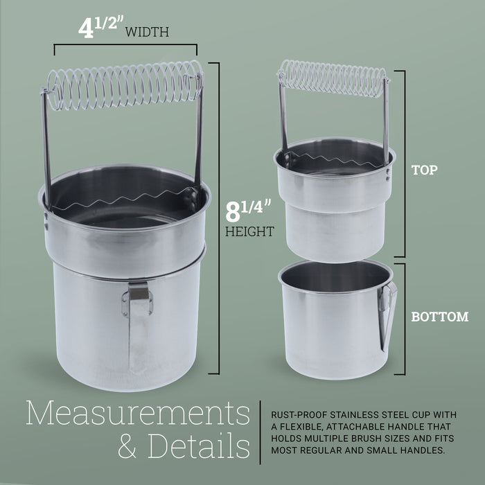 Stainless Steel Paint Brush Washer with Wash Tank, Spiral Holder, and Sediment Grate - Oil Paint Brush Cleaner for Artists