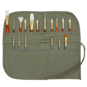 Deluxe Canvas Art Paint Brush Holder & Storage Organizer Roll-Up Case - 24 Slots - Protect Artist Acrylic Oil Watercolor Paintbrushes