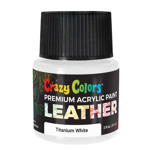 Titanium White Premium Acrylic Leather and Shoe Paint, 2 oz Bottle - Flexible, Crack, Scratch, Peel Resistant - Artist Create Custom Sneakers, Jackets, Bags, Purses