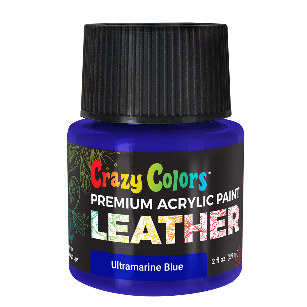 Ultra Marine Blue Premium Acrylic Leather and Shoe Paint, 2 oz Bottle - Flexible, Crack, Scratch, Peel Resistant - Artist Create Custom Sneakers, Jackets, Bags, Purses, Furniture