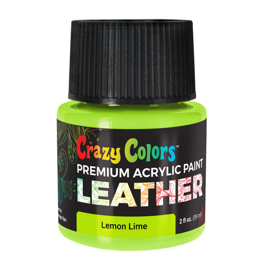 Lemon Lime Premium Acrylic Leather and Shoe Paint, 2 oz Bottle - Flexible, Crack, Scratch, Peel Resistant - Artist Create Custom Sneakers, Jackets, Bags, Purses, Furniture Artwork