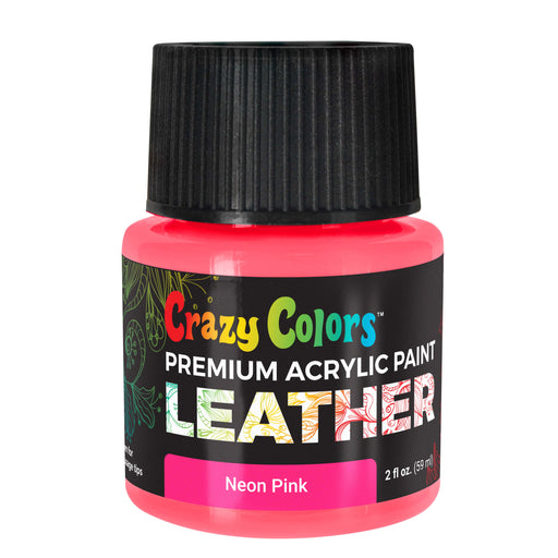 Neon Pink Premium Acrylic Leather and Shoe Paint, 2 oz Bottle - Flexible, Crack, Scratch, Peel Resistant - Artist Create Custom Sneakers, Jackets, Bags, Purses, Furniture Artwork
