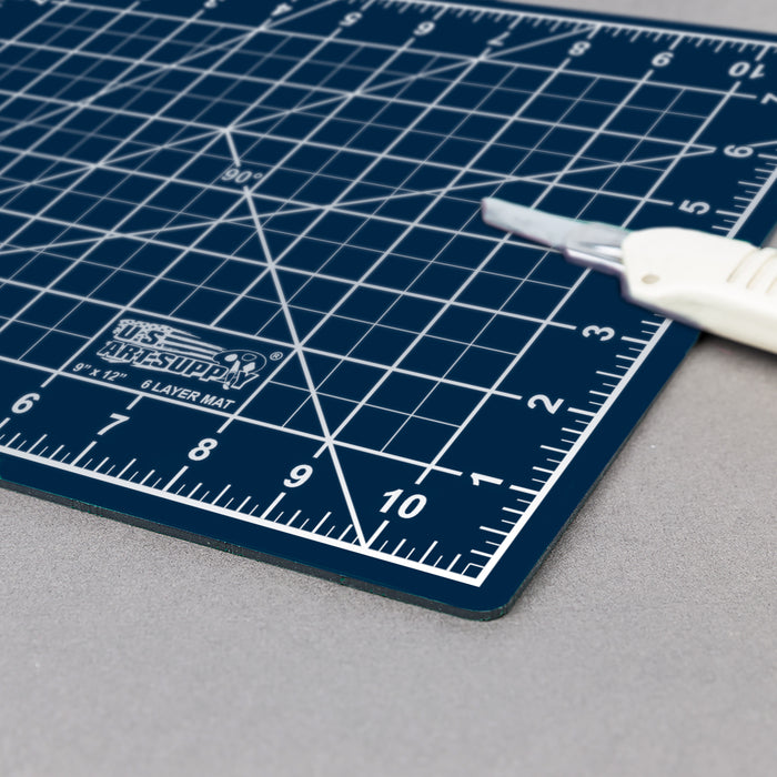 9" x 12" Self-Healing Cutting Mat 5-Ply (2 Pack) - Double-Sided White/Blue Craft Mat, Non-Slip Cutting Mats for Crafts, Sewing, Quilting, Scrapbooking