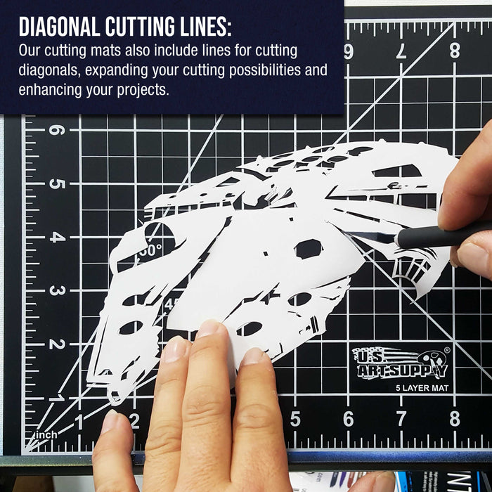 9" x 12" Self-Healing Cutting Mat 5-Ply - Double-Sided White/Blue Craft Mat, Non-Slip Cutting Mats for Crafts, Sewing, Quilting, Scrapbooking