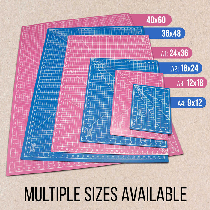12" x 18" Self-Healing Cutting Mat 5-Ply - Double-Sided Pink/Blue Craft Mat, Non-Slip Cutting Mats for Crafts, Sewing, Quilting, Scrapbooking
